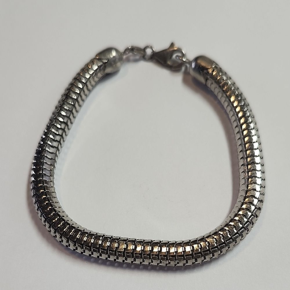 Vintage Sterling Silver 925 Bracelet H W Burdick Co. Hollow Snake Chain